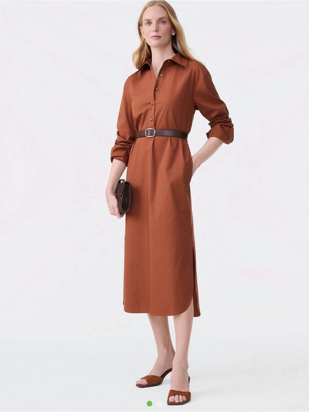 Ann Taylor Shirt Midi Dress in Rust Brown